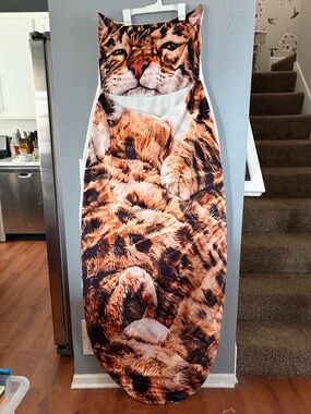 NWT Child’s Realistic Cat Print Pet Sleeping Bag w/ Attached Pillow